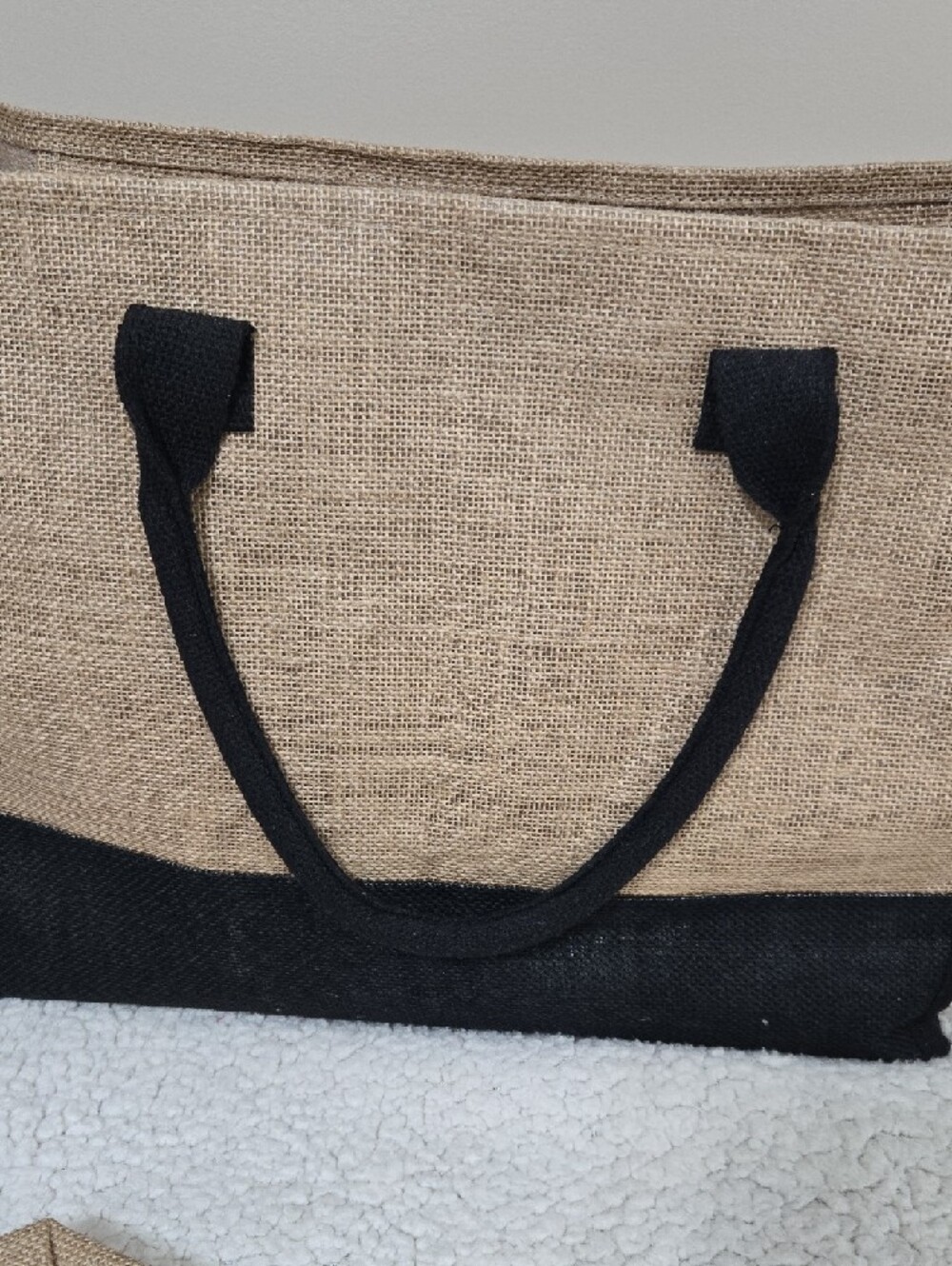 Monogram L Natural & Black Jute Tote Bag Set - Picture 3 of 9